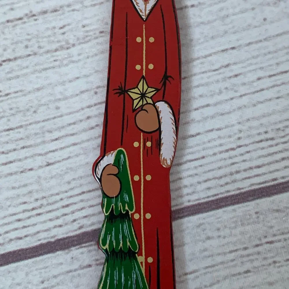 Vintage Wooden Father Christmas Santa Claus Christmas Tree Ornament 6